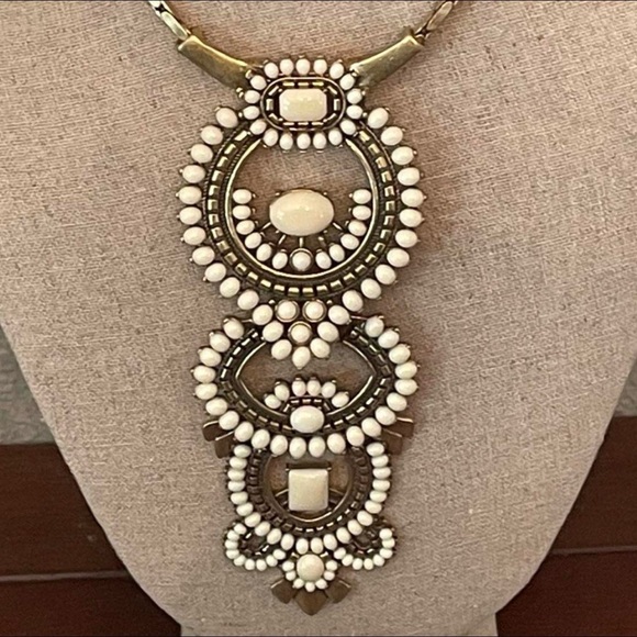 Gold and White Stackable Gemstone Necklace - Picture 2 of 5